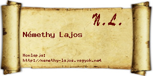 Némethy Lajos névjegykártya